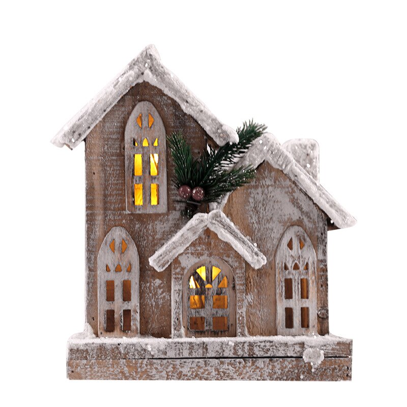 Creative Christmas Wooden Decorative House Pendant Simulation Street Light Model Light Christmas Party Home Decoration Navidad