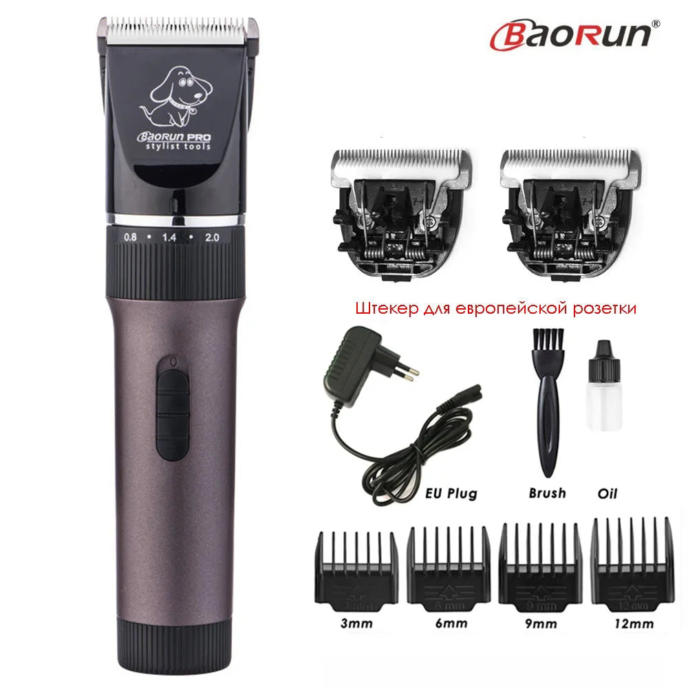 BaoRun P6 Professional Dog Hair Trimmer Rechargeable Pet Cat Grooming Clipper Shaver Low-Noise Electric Cutters Haircut Machine