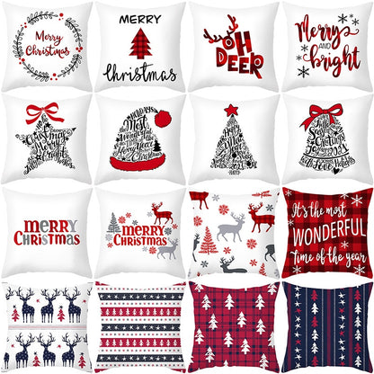 Christmas Cushion Cover Merry Christmas Decoration for Home Christmas Ornament Pillow Case Xmas Navidad New Year