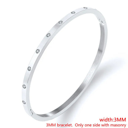 FYSARA Luxury Brand Crystals Love Bangles Cubic Zirconia Bracelets Couple Luxuxy Jewelry Stainless Steel Bangles for Women