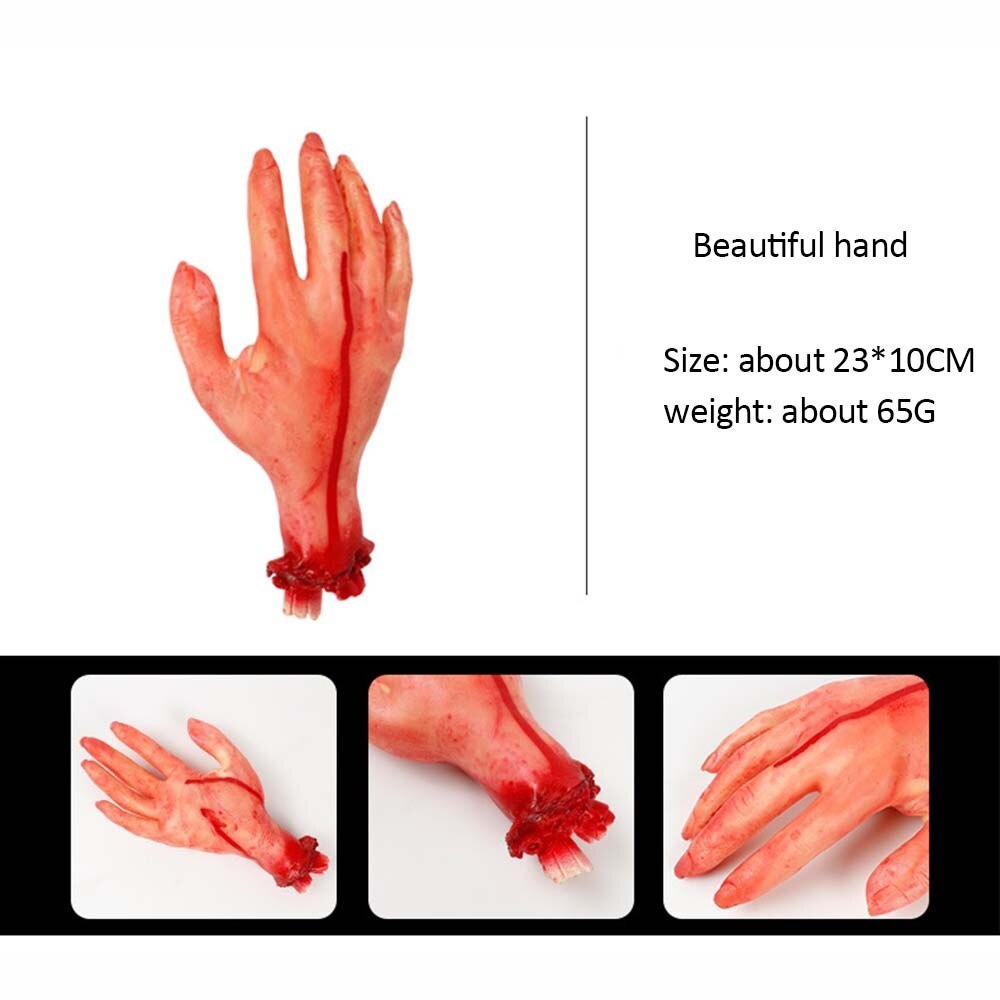 Halloween Horror Props Bloody Hand Haunted House Party Decoration Scary Fake Hand Finger Leg Foot Brain Heart Halloween Supplies
