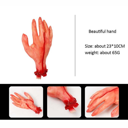 Halloween Horror Props Bloody Hand Haunted House Party Decoration Scary Fake Hand Finger Leg Foot Brain Heart Halloween Supplies