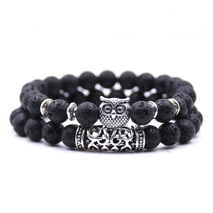 DUOVEI 2 Pcs/Set Natural Stone Beads Men's Dragon Bracelet Set Lava Stone Beaded Bracelets for Women Bileklik Pulseras Hombre
