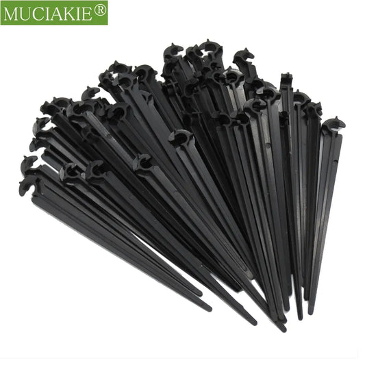 MUCIAKIE 11cm 20cm 1/4'' Fixed Stake Support Holder PVC Hose Drip for 4/7mm Watering Flowerpot Fitting Irrigation Home Garden