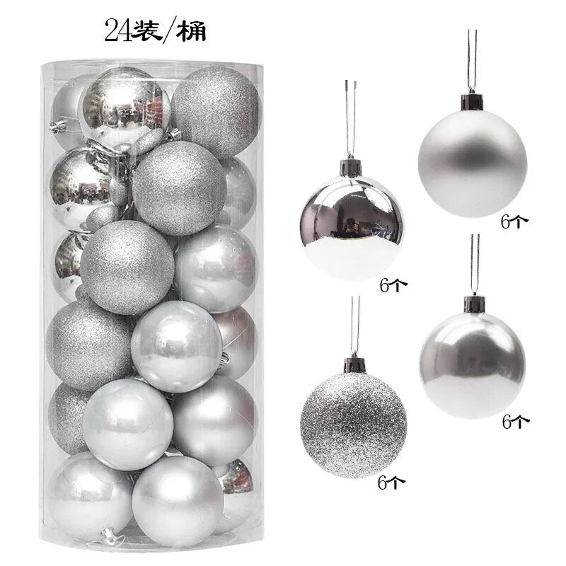 24/36pcs Christmas Balls Christmas Tree Ornament Hanging Pendent Xmas Decoration 2023 Christmas Ornaments Navidad 2024