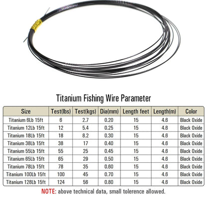 Wifreo 15ft/4.6m No Kink Titanium Leader Line Saltwater Pike Fishing Leaders / Trace Fly Tying Wiggle Tail Link Wire
