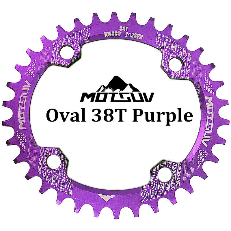 MOTSUV Bicycle Crank 104BCD 32t/34t/36t/38t Oval Chainring Narrow Wide MTB Bike Chainwheel Circle Crankset Plate Bicycle Parts