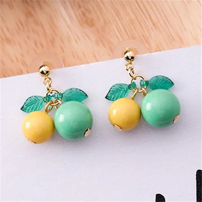 Korean Sweet Youth Girl Student Fruit Cherry Earrings Fresh Simple Cute Women Earrings Ear Clips Banquet Accessories