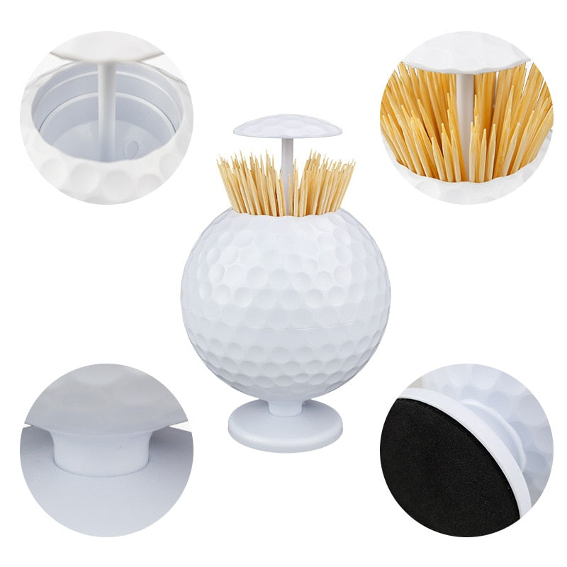 CRESTGOLF Golf Ball Shaped Automatic Pop-Up Toothpick Holder Novelty Golf Decoration