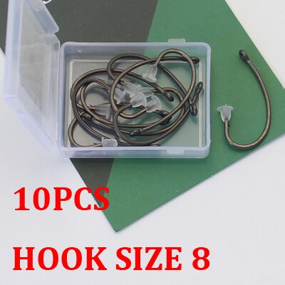 10PCS Carp Fishing Hook PTFE Coating Carp Hooks High Carbon Steel Matte Black With Micro Barb Barbed Hook Fit for Competition