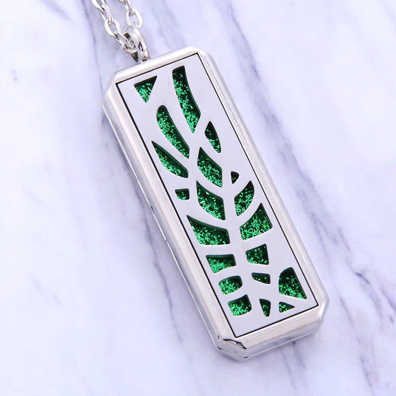 Square Stainless Steel Magnetic Aromatherapy Diffuser Necklace Jewelry Perfume Locket Pendant Essential Oil Locket Necklace