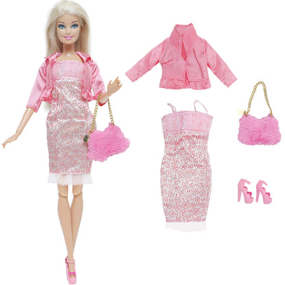 Lot Doll Outfit Playset Coat Dress Shirts Vest Shorts Trouser Blousers Bags Shoes Hat Cool Clothes for Barbie Doll Accessories