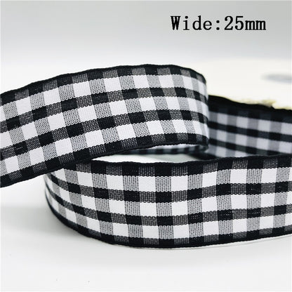 5yards/Lot 25mm Plaid Ribbon Christmas Decor Ribbon for Handmade Design Christmas Decoration DIY