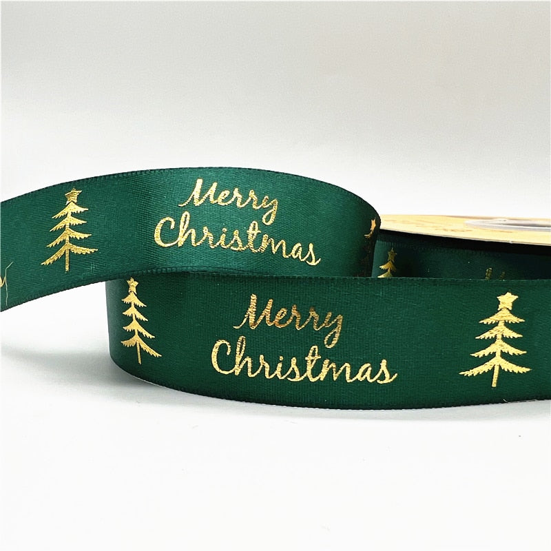 5yards 1inch 25mm Christmas Ribbon Printed Christmas Polyester Ribbon for Handmade Design Christmas Decoration DIY