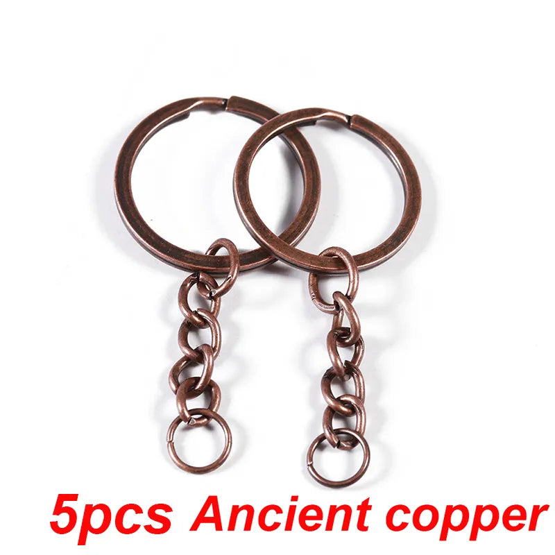Louleur Key Chain Key Ring Keychain Bronze Rhodium Gold Color 28mm Long Round Split Keyrings DIY Jewelry Making