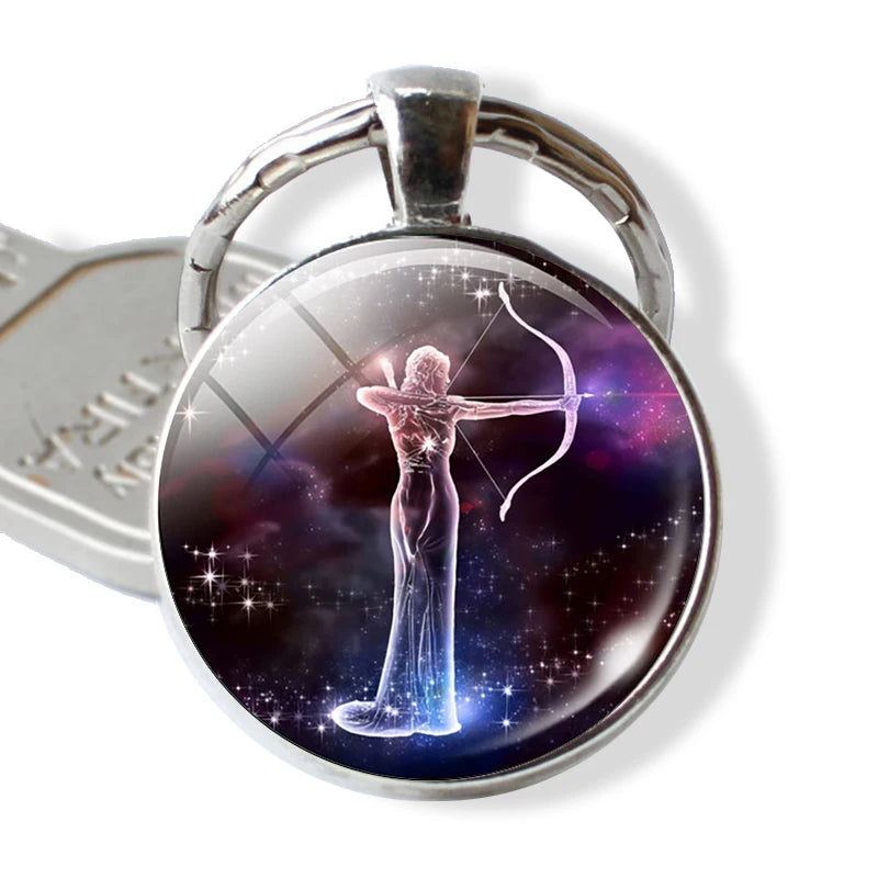 12 Constellations Keychain Constellation Key Rings Zodiac Sign Key Chain Pendant Jewelry Libra Aries Leo Fashion Birthday