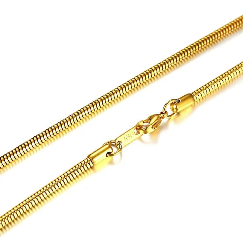 3-6mm Men Necklace Snake Chain Miami Cuba Link With Round Box and Wheat Chains Stainless Steel Choker Jewelry 24-27in