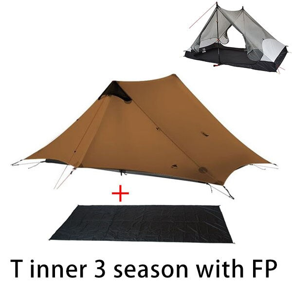 2023 T Zipper Inner Open Version LanShan 2 Two Person No-See-Um Light Weight 3 Seasons/4 Seasons 15D Silnylon Rodless Tent