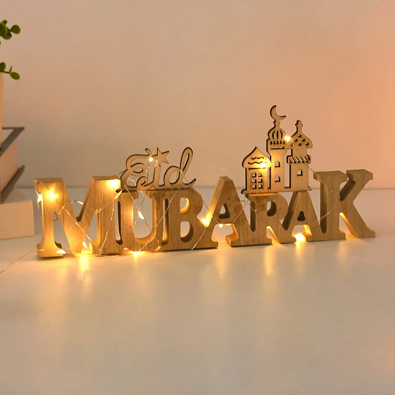 Eid Mubarak Wooden Ornament Ramadan Decorations for Home Islamic Muslim Party Supplies Eid Al Adha Favor Ramadan Kareem
