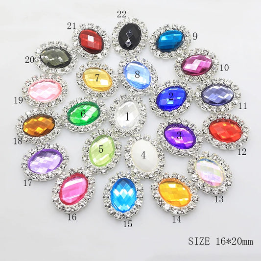 YWXINXI 10Pcs Hot Selling 16*20mm Oval Diy Jewelry Accessories Rhinestone Board Wedding Invitation Clothing Accessories