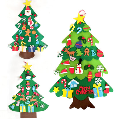 DIY Felt Christmas Tree Christmas Decoration for Home Navidad 2022 New Year Christmas Ornaments Santa Claus Xmas Kids