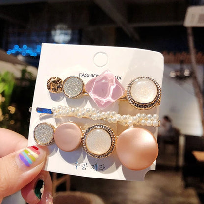 Hair Clips for Women Headband Hairpins Barrettes Pearl Geometric Girls Hairgrips Fashion Hair Jewelry Accessories 3pcs/Set