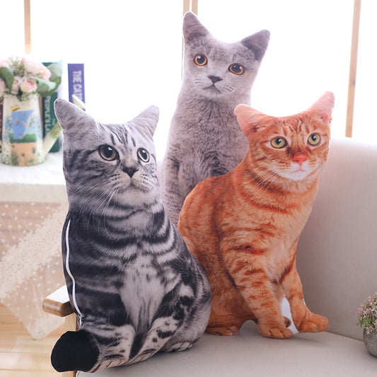 1PCS 50CM 3D Simulation Cat Plush Stuffed Soft Pillow Cute Lifelike Dog Sofa Bedroom Cushion Kids Toys Home Decoration