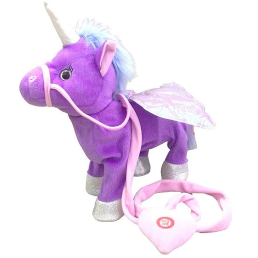 25cm Magic Unicorn Walking& Talking Stuffed Animal Horse Toy Sound Record Unicorn Plush Fantasy for Kids