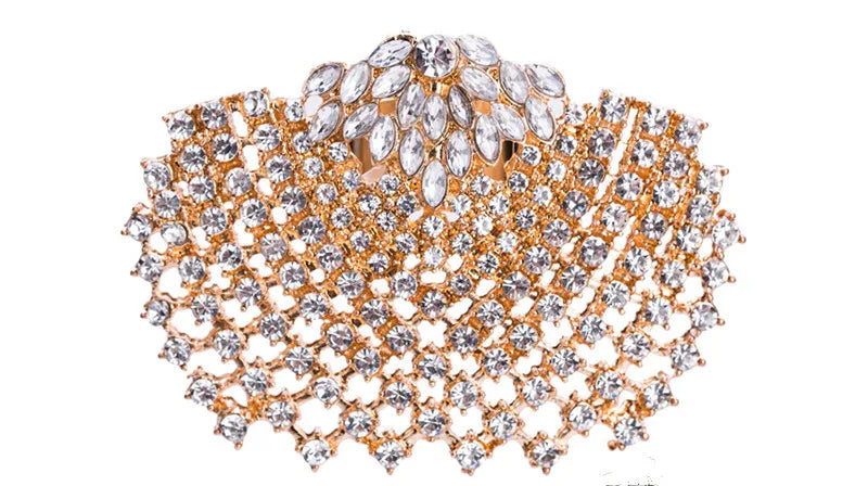 Ahmed Fashion Bohemian Full Rhinestone Gold Silver Shell Stud Earring Ring for Women New Trend Statement Wedding Jewelry