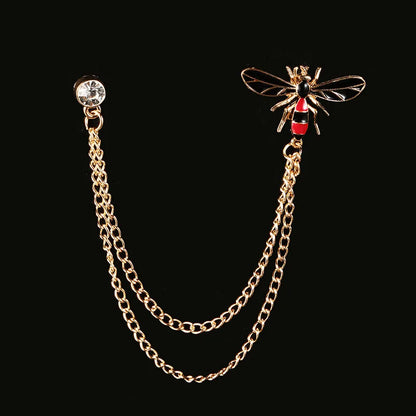 Cute Bee Vintage Brooches Pins Animal Alloy Metal Chain Brooch Broches Man Suit Shirt Collar Tassel Lapel Pin Women Jewelry