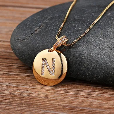 Nidin Women Girls Initial Letter Necklace 26 A-Z Charm Neck Pendants Copper CZ Jewelry Personal