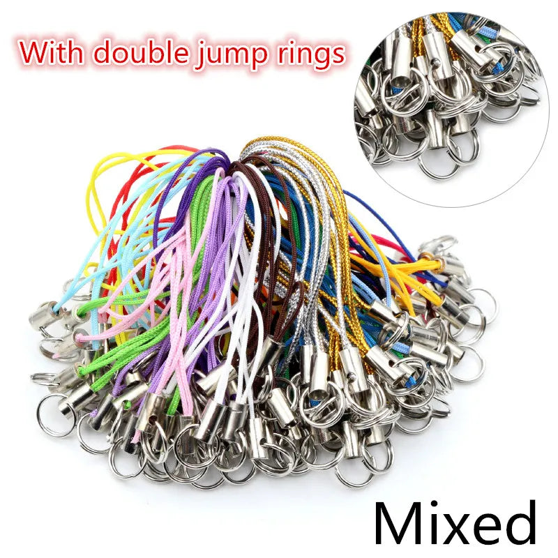 100pcs Lanyard Lariat Strap Cords Lobster Clasp Rope Keychains Hooks Mobile Set Charms Keyring Bag Accessories Key Ring