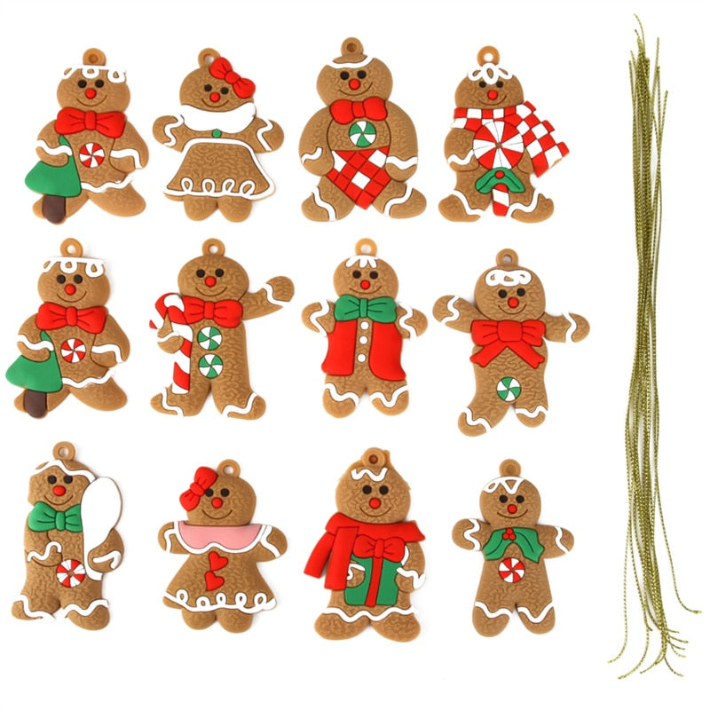 Gingerbread Man Ornaments for Christmas Tree Decorations Tall Gingerman Hanging Charms Christmas Tree Ornament Holiday Decor