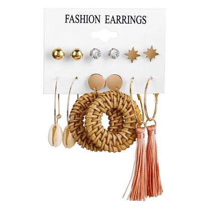 17KM Vintage Tassel Acrylic Earrings for Women Bohemian Earrings Set Big Dangle Drop Earring 2020 Brincos Female Jewelry