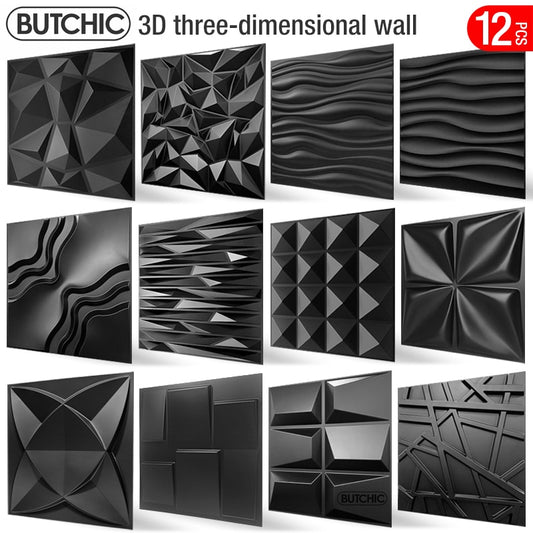 9.8ft/3m 12pcs 50x50cm 3D Wall Sticker Decor Blinds Line Living Room Wallpaper Mural Waterproof 3D Wall Panel Bathroom Kitchen