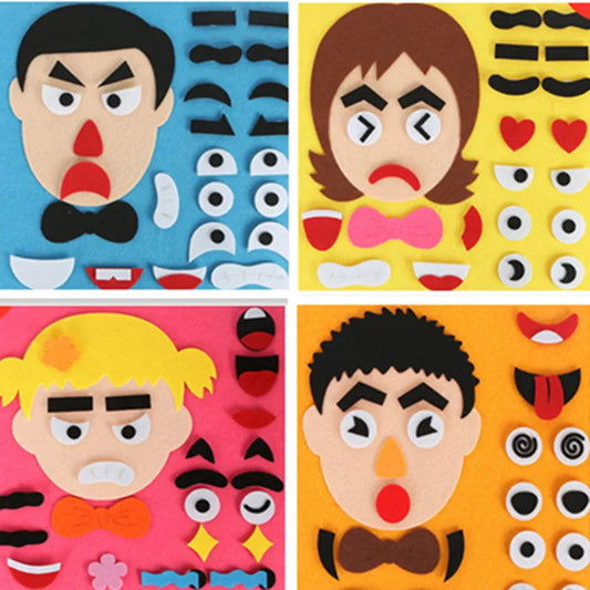 30CM*30CM DIY Toys Emotion Change Puzzle Toys Creative Facial Expression Kids Learning Educational Toys for Children Funny Set
