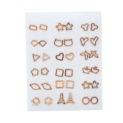 36Pairs/18pairs Earrings Mixed Styles Rhinestone Sun Flower Geometric Animal Plastic Stud Earrings Set for Women Girls Jewelry