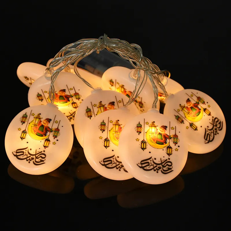 Ramadan Decoration Plastic Lantern Led String Lights Ramadan Kareem Decor Eid Mubarak Al-Fitr Eid Festival Party Supplies