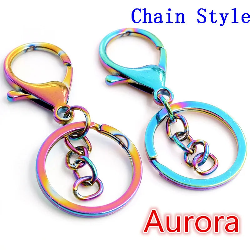 5pcs/Lot 30mm Key Ring Long 70mm Popular Classic 11 Colors Plated Lobster Clasp Key Hook Chain Jewelry Making for Keychain