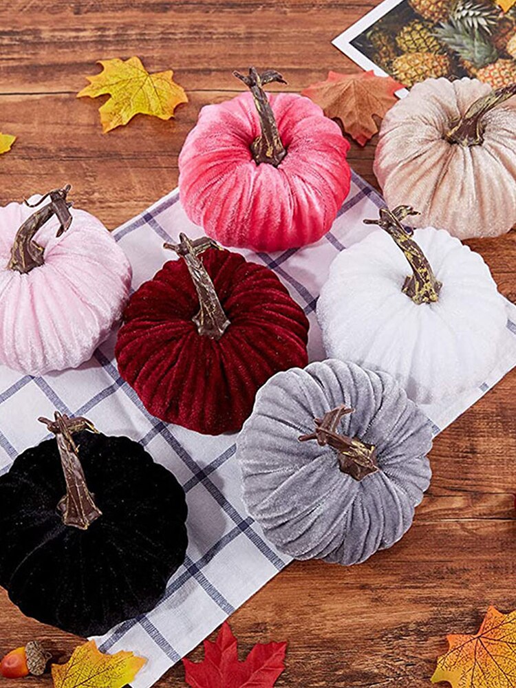 Simulated Vegetables Velvet Pumpkins Exquisite Soft Artificial Pumpkin Thanksgiving Home Decor Halloween Party Decoration