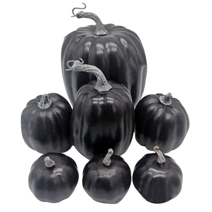 7pcs Artificial Pumpkin Mold White Yellow Halloween Thanksgiving Autumn Harvest Pumpkin Props for Home Halloween Decoration