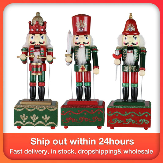 Fabulous Christmas Music Box Wooden Musical Sacredness and Heroism Nutcracker Home Decor Ornament Christmas