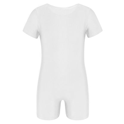 Children Dance Wear Short Sleeves Solid Color Stretchy Ballet Gymnastics