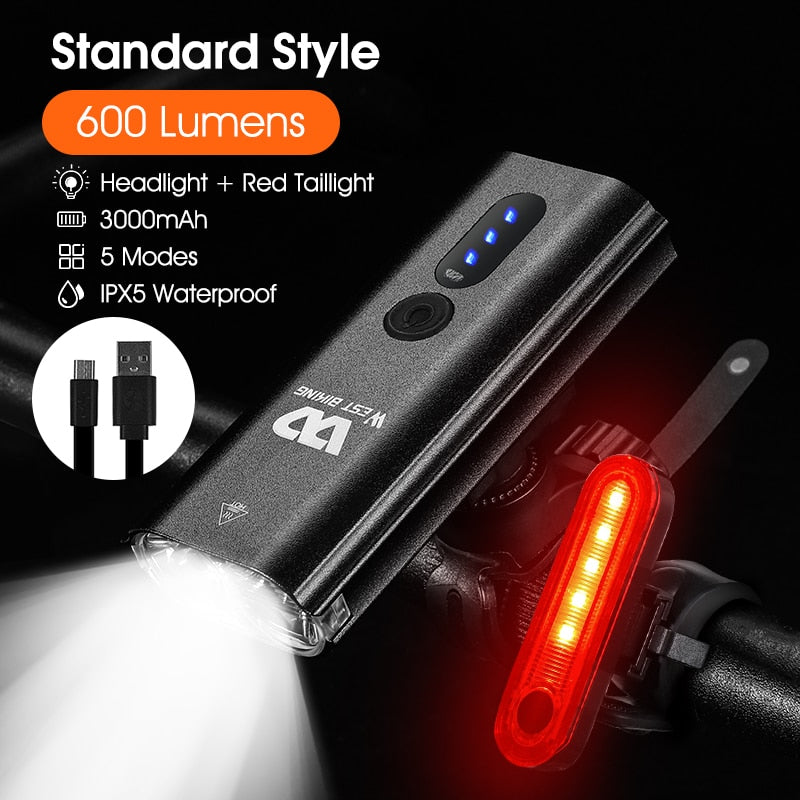 WEST BIKING Bike Front Light Induction Bicycle Bright Light USB Charging Flashlight Cycling Waterproof Torch Bike Headlight