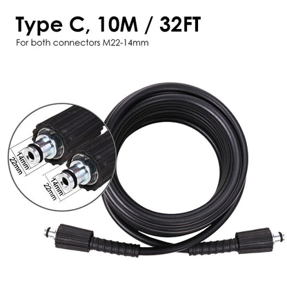 10M 15M 32FT 50FT High Pressure Washer Water Cleaning Hose Kink Resistant for Karcher K2-7 M22 14mm Power Pressure Cleaner