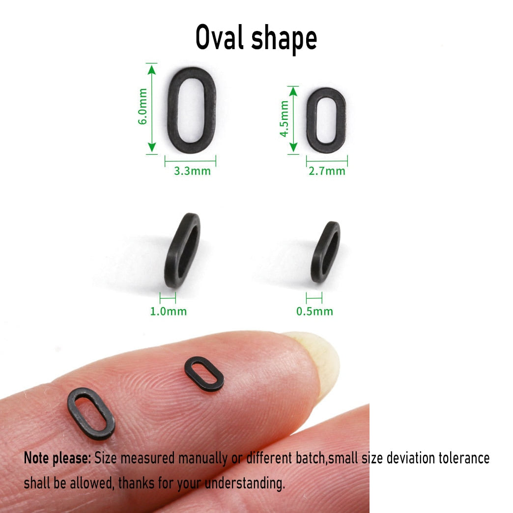 [ 30PCS] Flat Round Matt Black O Ring Carp Fishing Rig Terminal End Tackle Accessory 2mm 2.5mm 3.1mm Tippet Rig Ring