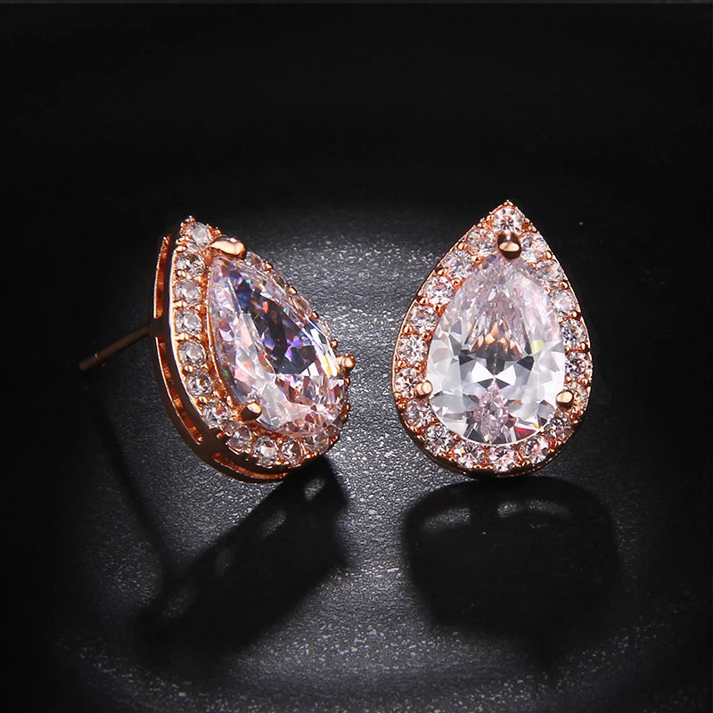 Nigerian Water Drop Cubic Zirconia Wedding Jewelry Sets Inlay Luxury Crystal Bridal Jewelry Set for Bridesmaids AS099