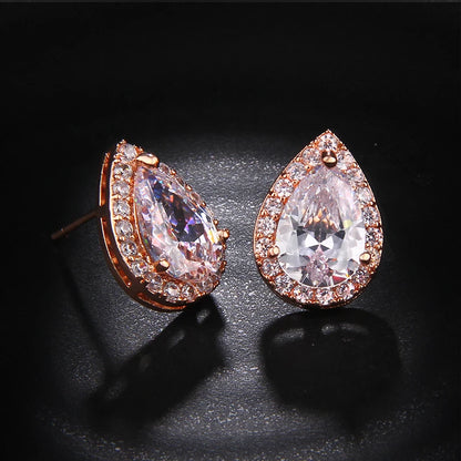 Nigerian Water Drop Cubic Zirconia Wedding Jewelry Sets Inlay Luxury Crystal Bridal Jewelry Set for Bridesmaids AS099