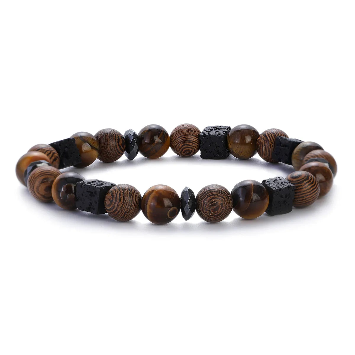 8mm New Natural Wood Beads Bracelets Men Black Ethinc Meditation White Bracelet Women Prayer Jewelry Yoga Bracelet Homme