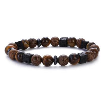 8mm New Natural Wood Beads Bracelets Men Black Ethinc Meditation White Bracelet Women Prayer Jewelry Yoga Bracelet Homme